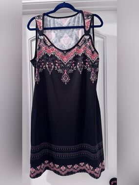 Women’s Black Tank Dress with Pink Paisley Accent